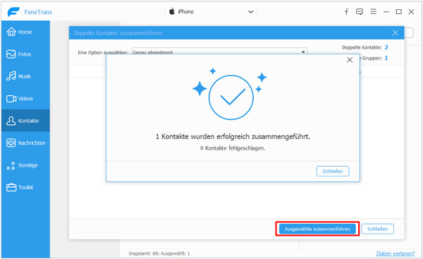 iPhone doppelte Kontakte zusammenfügen