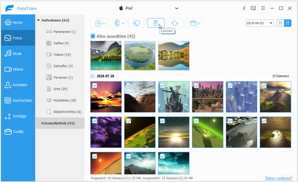 iPad Fotos mit FoneTrans löschen