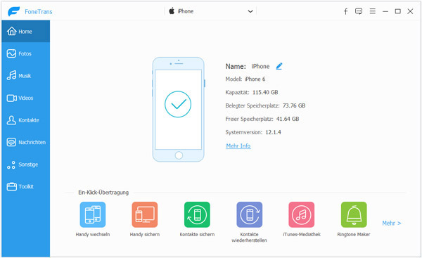 iPhone mit der Transfer Software verbinden