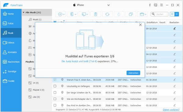 iPhone Musik zu iTunes exportieren