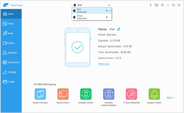 iPhone und iPad mit FoneTrans verbinden