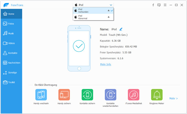 iPod und iPad mit der Software verbinden