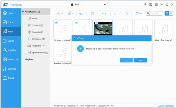 Mit FoneTrans iPod Lieder löschen