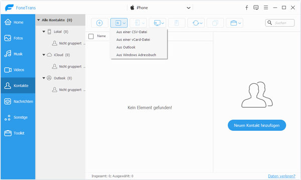 Kontakte von Windows Phone auf iPhone über Outlook übertragen