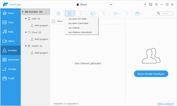 Kontakte auf iPhone importieren