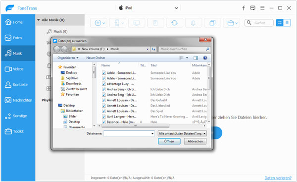 Mit FoneTrans Musik auf iPod laden