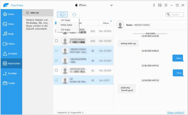 Mit FoneTrans ohne iCloud iOS-Gerät sichern