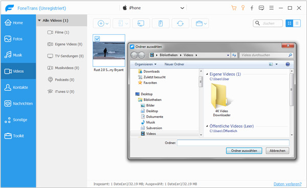 Videos vom PC auf iPhone übertragen