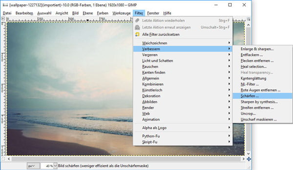 Bilder schärfen mit GIMP