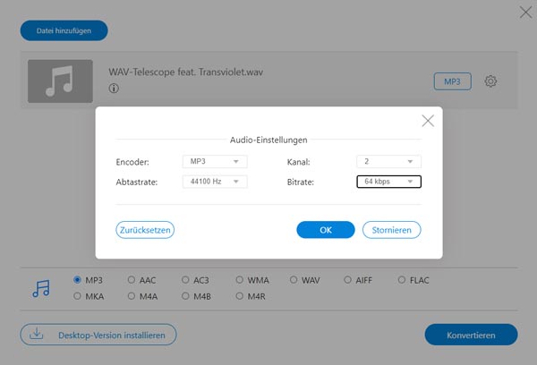 MPEG in WAV online umwandeln