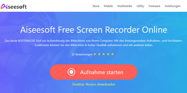 Aiseesoft Free Screen Recorder öffnen
