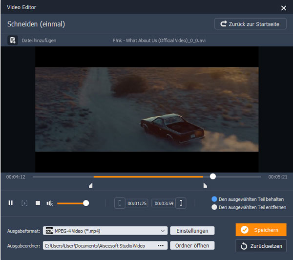 Mit Aiseesoft Free Video Editor AVI schneiden