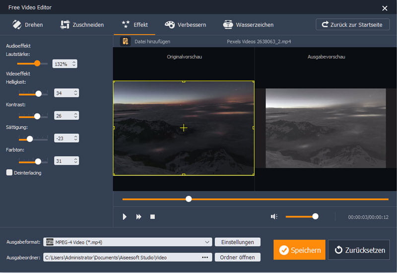 Videoeffekte anpassen