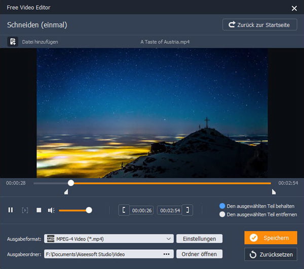 Mit Freeware MP4 Video schneiden