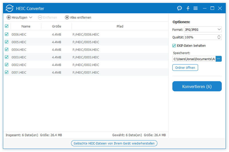 Izberite datoteke HEIC