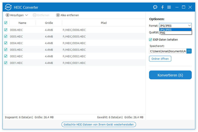 Sélectionnez le format de sortie