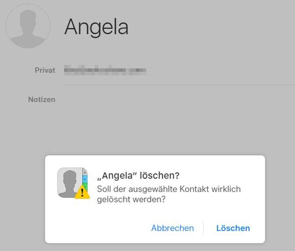 Einzelnen iCloud Kontakt löschen