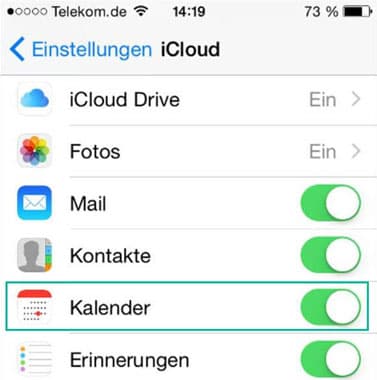 iCloud-Kalender aktivieren