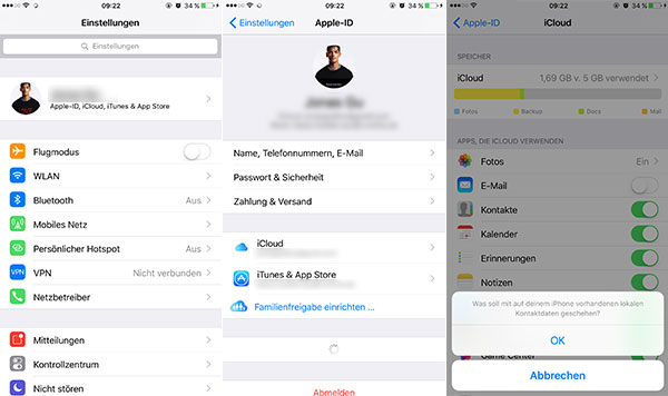 Kontakte aus iCloud auf iPhone wiederherstellen