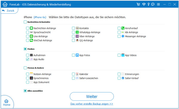 App Audio wählen