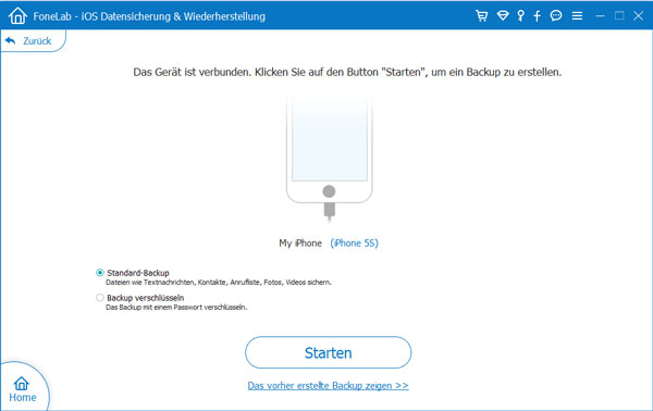 iOS Sicherung starten