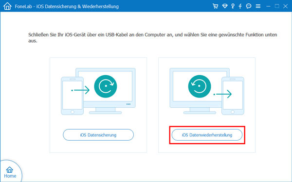 iOS Datenwiederherstellung auswählen