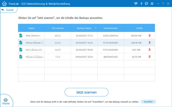 iPhone-Backup scannen