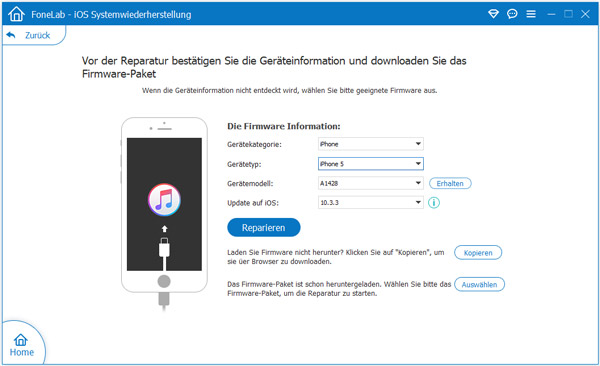 Gerätinformationen bestätigen