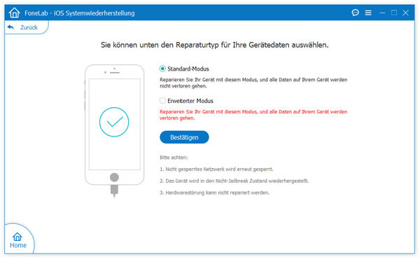 Standard-Modus wählen