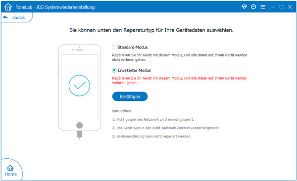 Reparaturtyp auswählen