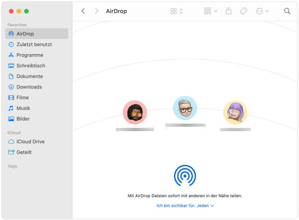 AirDrop-Einstellungen auf Mac überprüfen