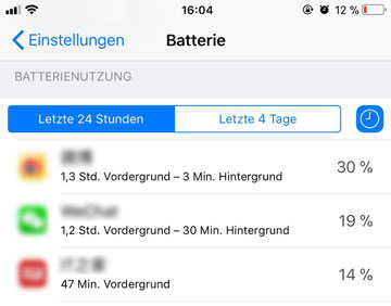 Akkuverbrauch der Apps überprüfen