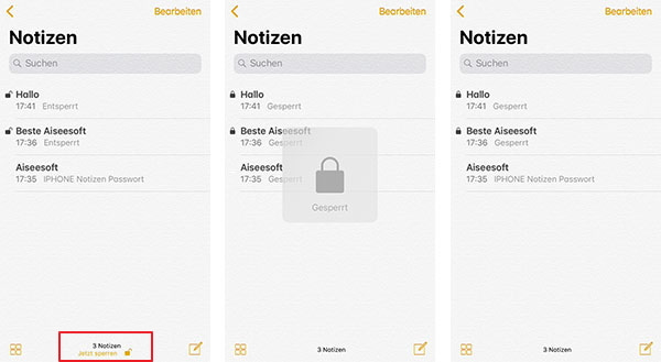 Alle iPhone Notizen auf einmal sperren