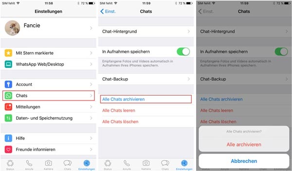 Alle iPhone WhatsApp Chats archivieren