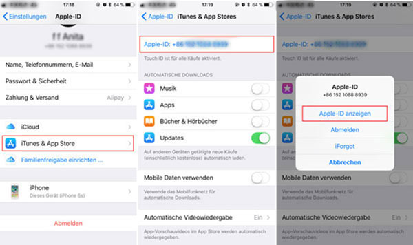 Apple-ID anzeigen