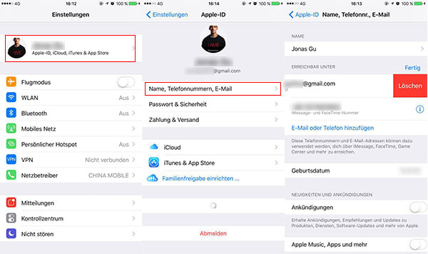 Apple-ID Email-Adresse ändern