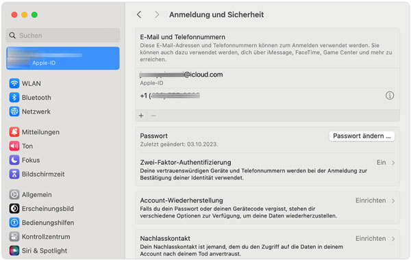 Apple-ID Passwort auf Mac zurücksetzen