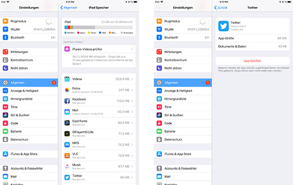 iPad Apps löschen