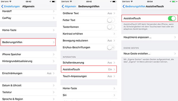 AssistiveTouch aktivieren
