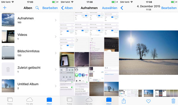 Aufnahmen auf iOS-Geräten