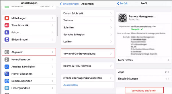 MDM aus Einstellungen entfernen