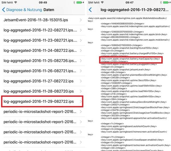 Der Maximalwert der Batteriekapazität