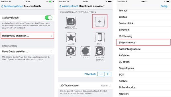 Über AssistiveTouch iPhone Bildschirmfoto machen
