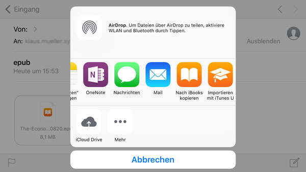 ePub nach iBooks auf dem iPad kopieren