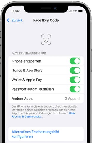 Face ID Einstellungen überprüfen