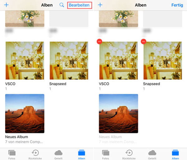 iPhone Alben in der Fotos-App löschen