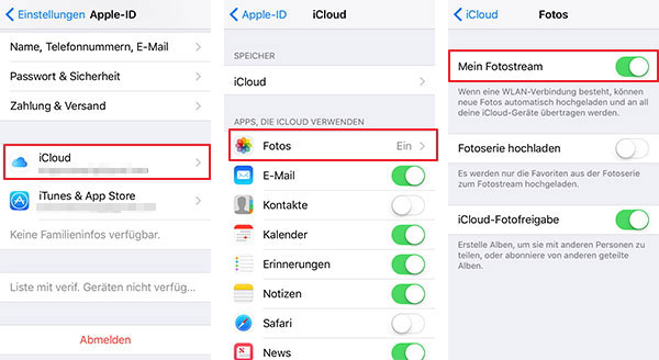 iPhone Fotos in iCloud speichern