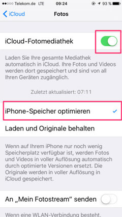 iPhone Fotos in iCloud speichern und iPhone-Speicher optimieren