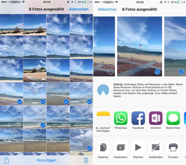 iPhone Fotos per AirDrop freigeben