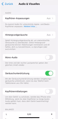 Geräuschunterdrückung deaktivieren